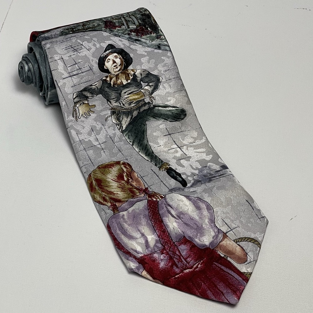 American Film Classics Wizard‎ of Oz Tie 1992 Silk Dorothy Scarecrow Brick Road